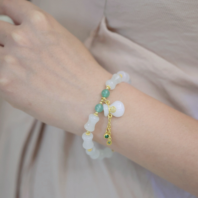 Natural White Jade ? Bamboo Bracelet