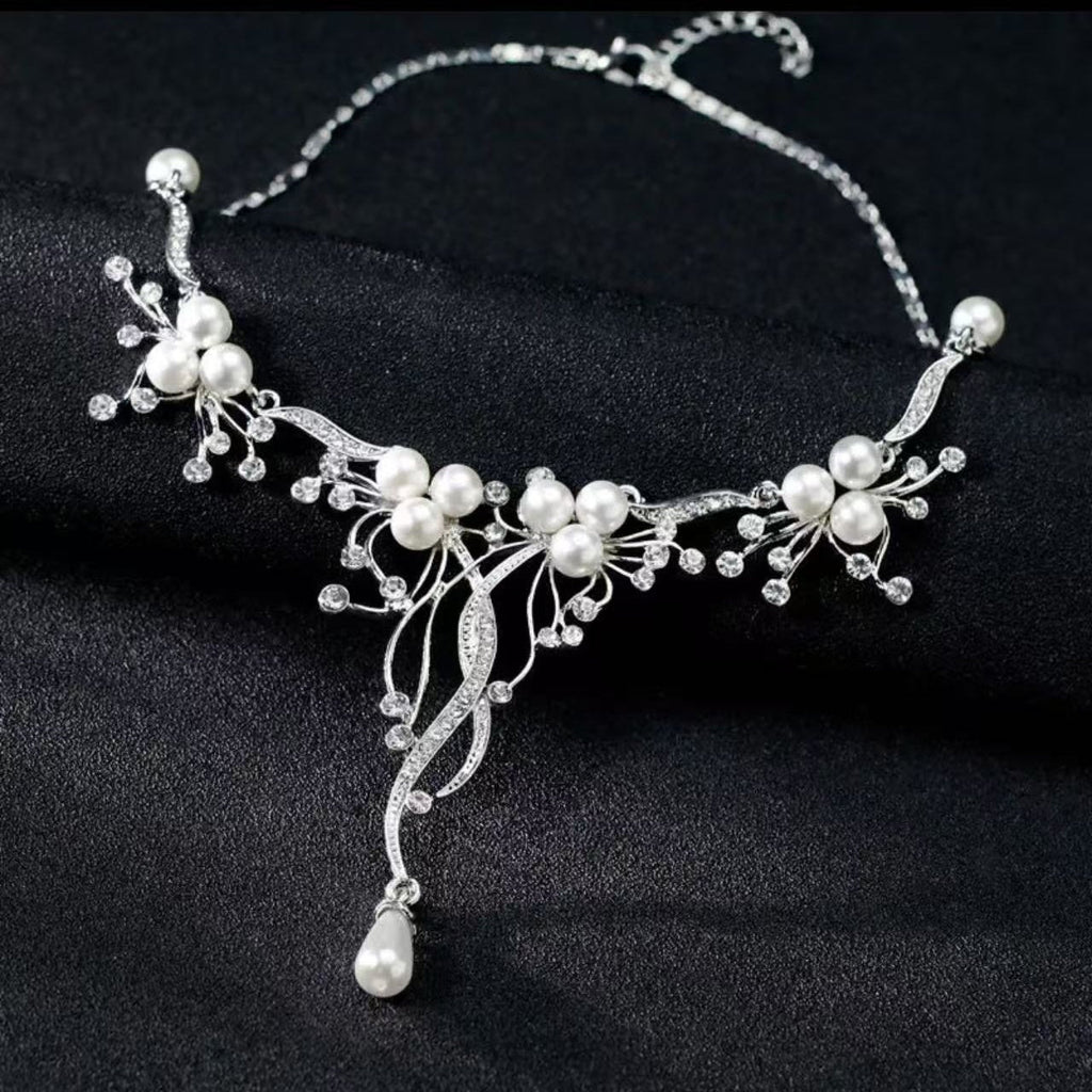 Moonlight Cluster • Pearl Necklace and Earring Set