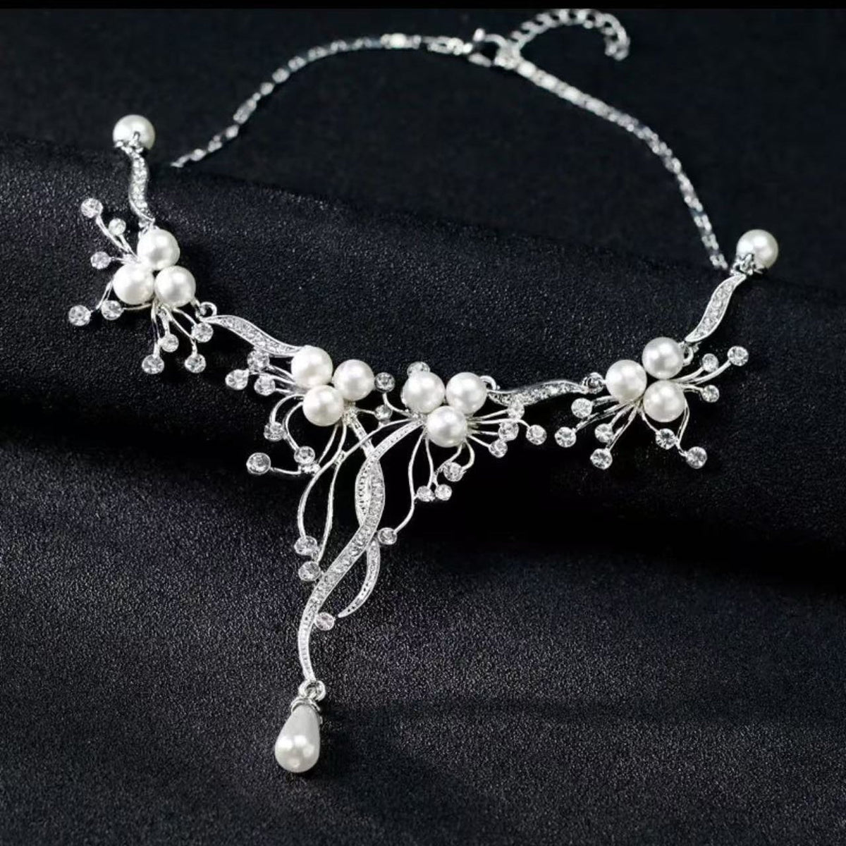 Moonlight Cluster • Pearl Necklace and Earring Set
