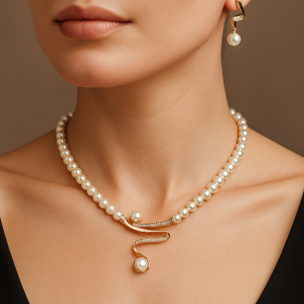 Fabienne - Pearl Necklace + Earring Set