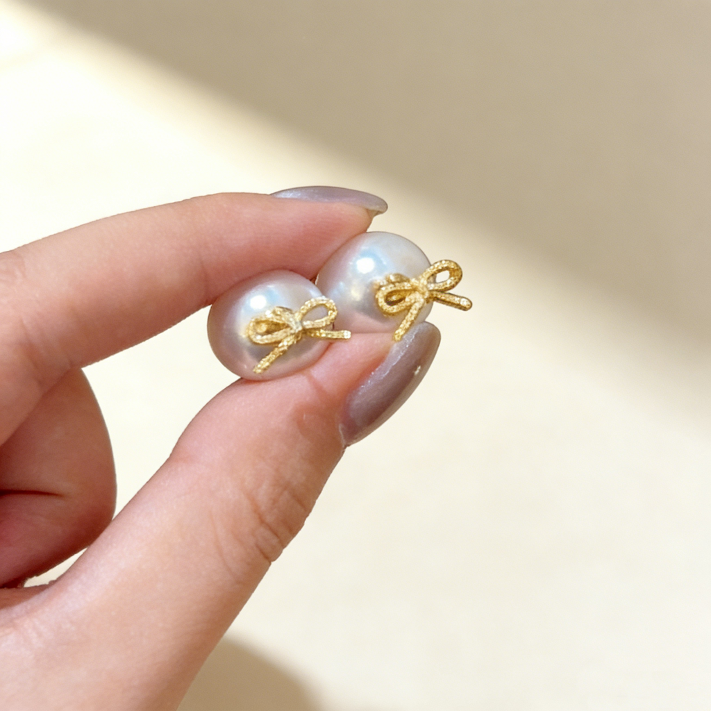 Butterfly Bow Pearl Earrings