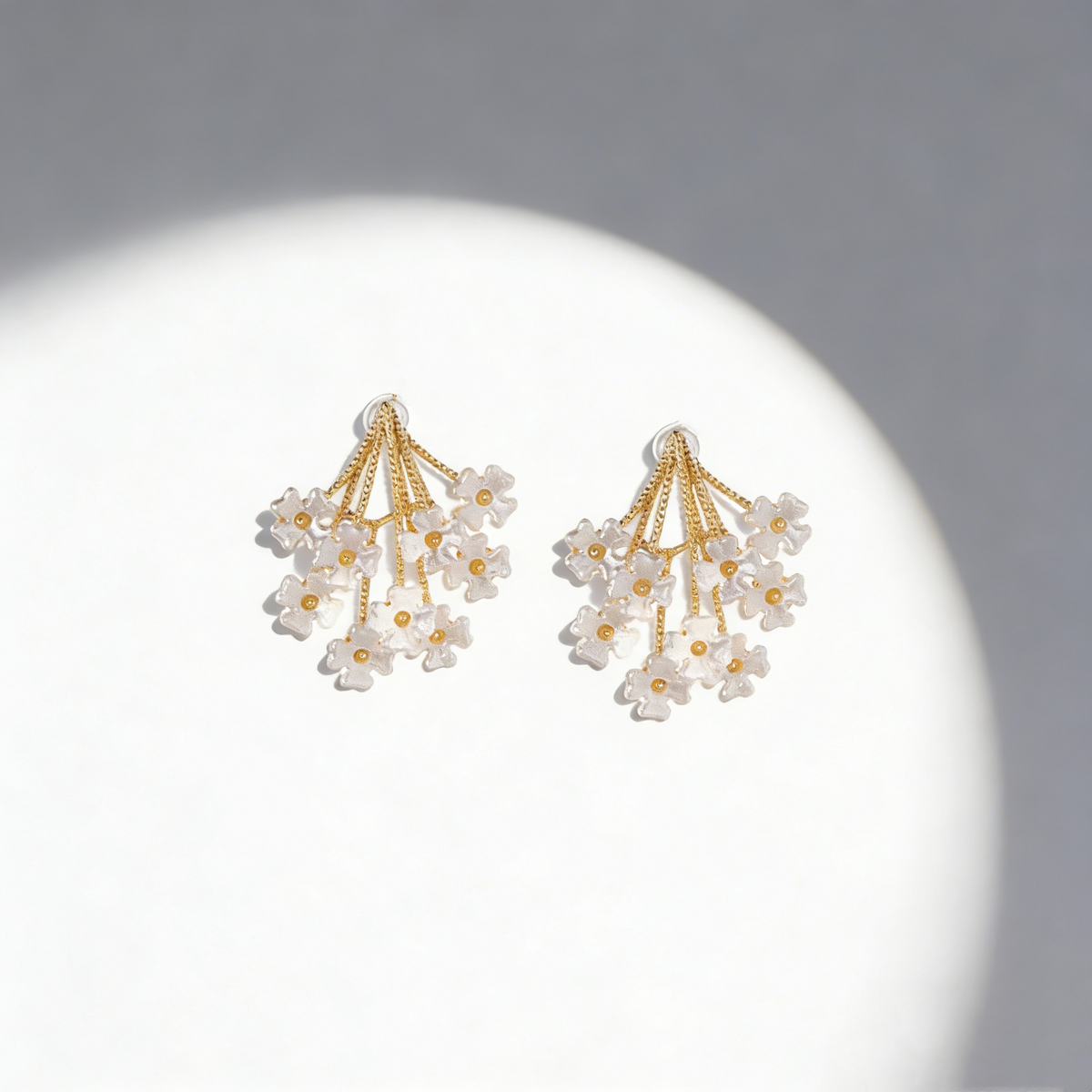 Natural Shell Floral Cluster Earrings