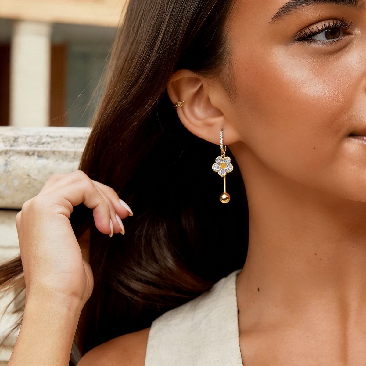 Elegant Floral Tassel Earrings