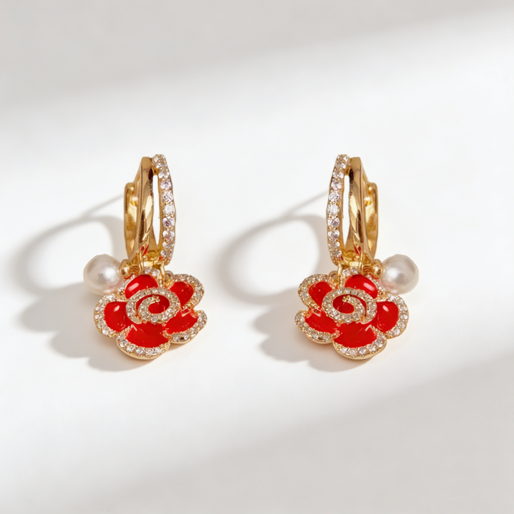 Elegant Floral Pearl Earrings