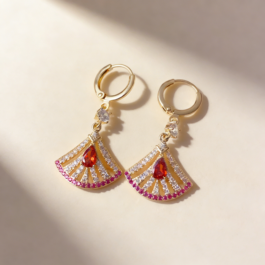 Elegant Fan-Shaped Earrings