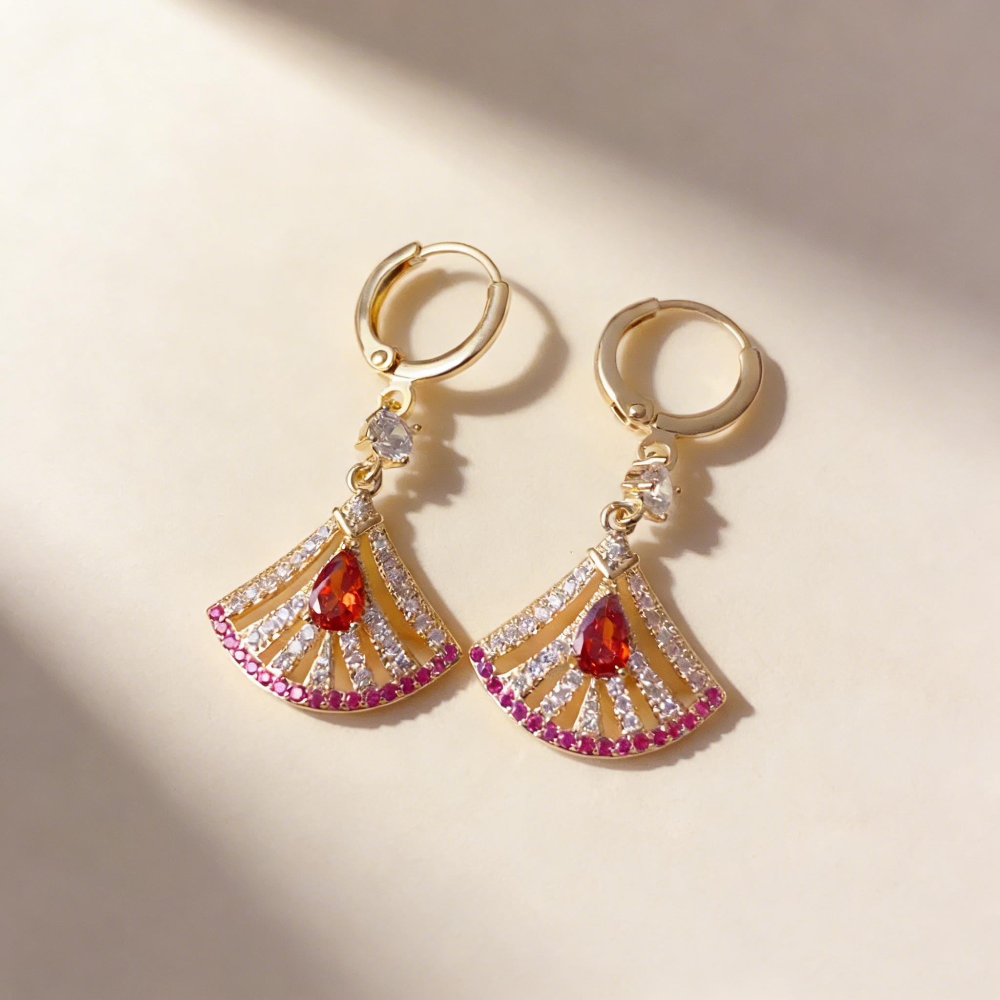 Elegant Fan-Shaped Earrings