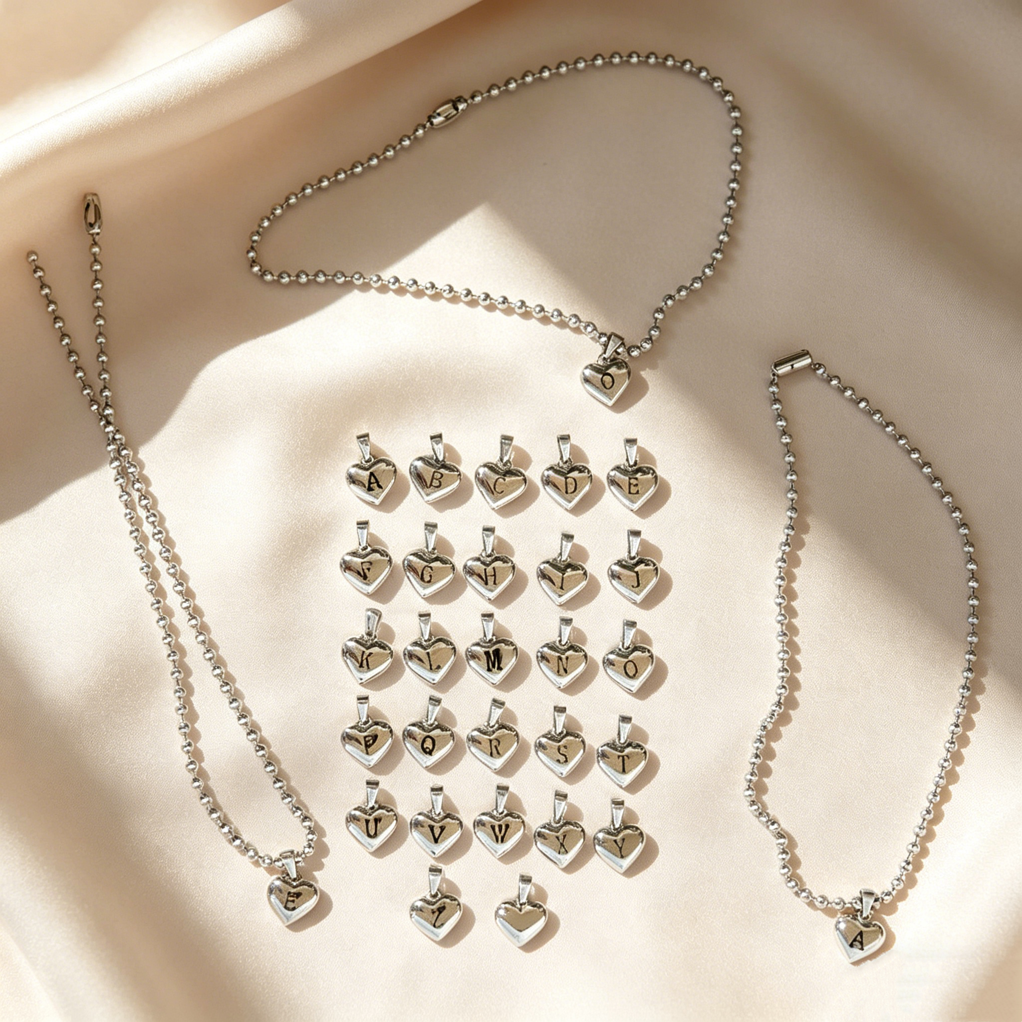 Heart Initial Beaded Necklace
