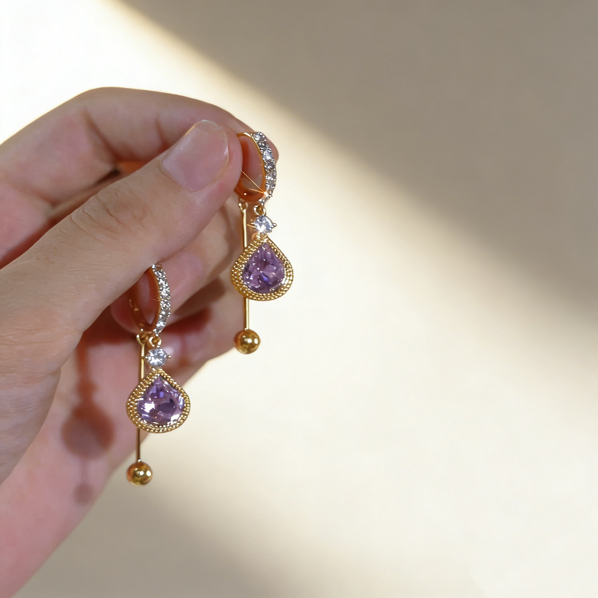 Amethyst Teardrop Earrings