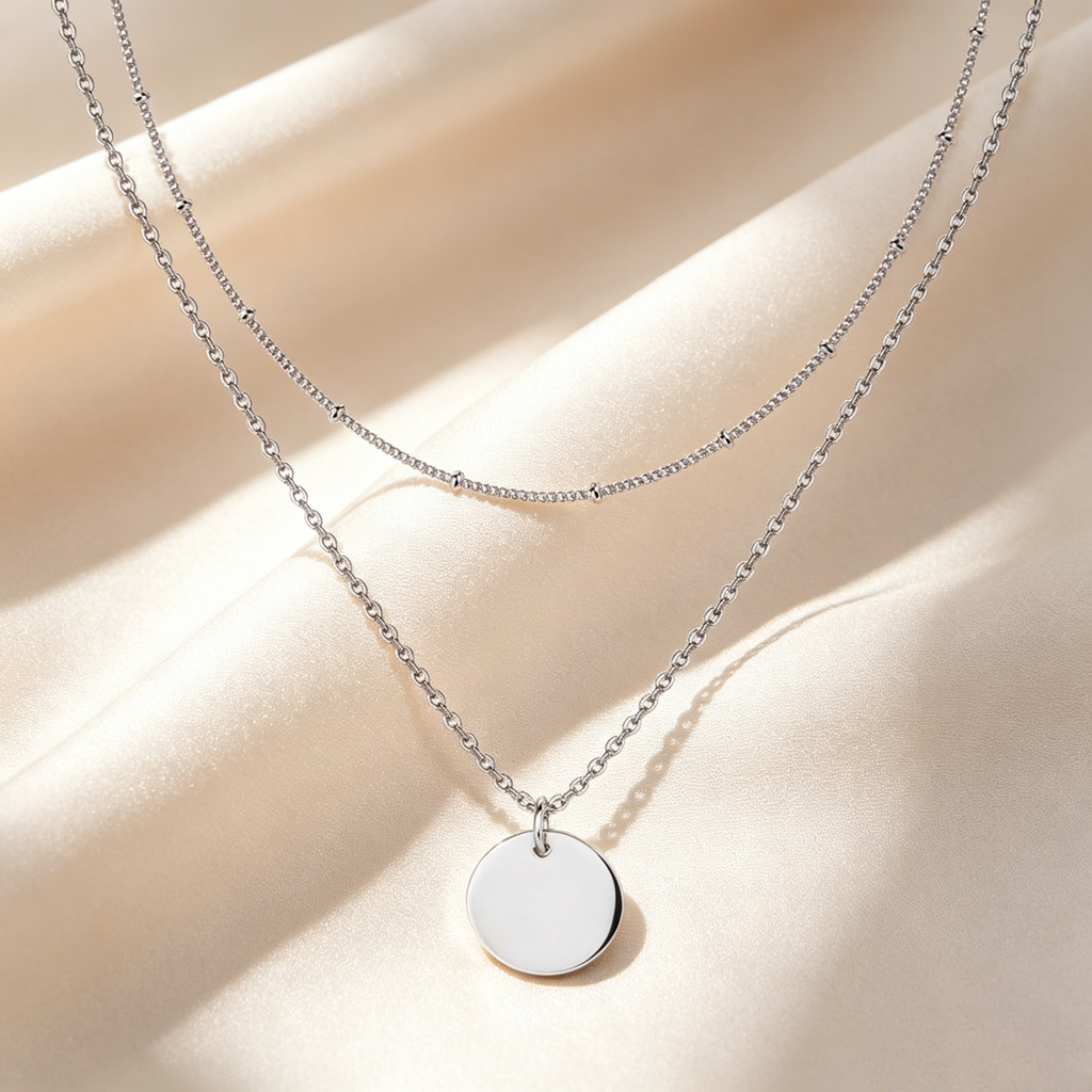 Layered Disc Pendant Necklace