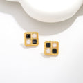 Black and white sterling silver earrings
