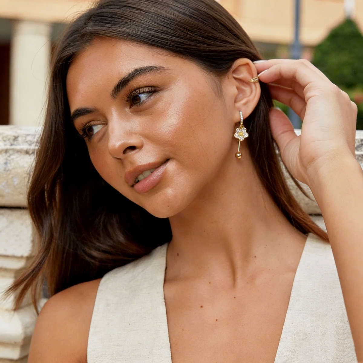 Elegant Floral Tassel Earrings