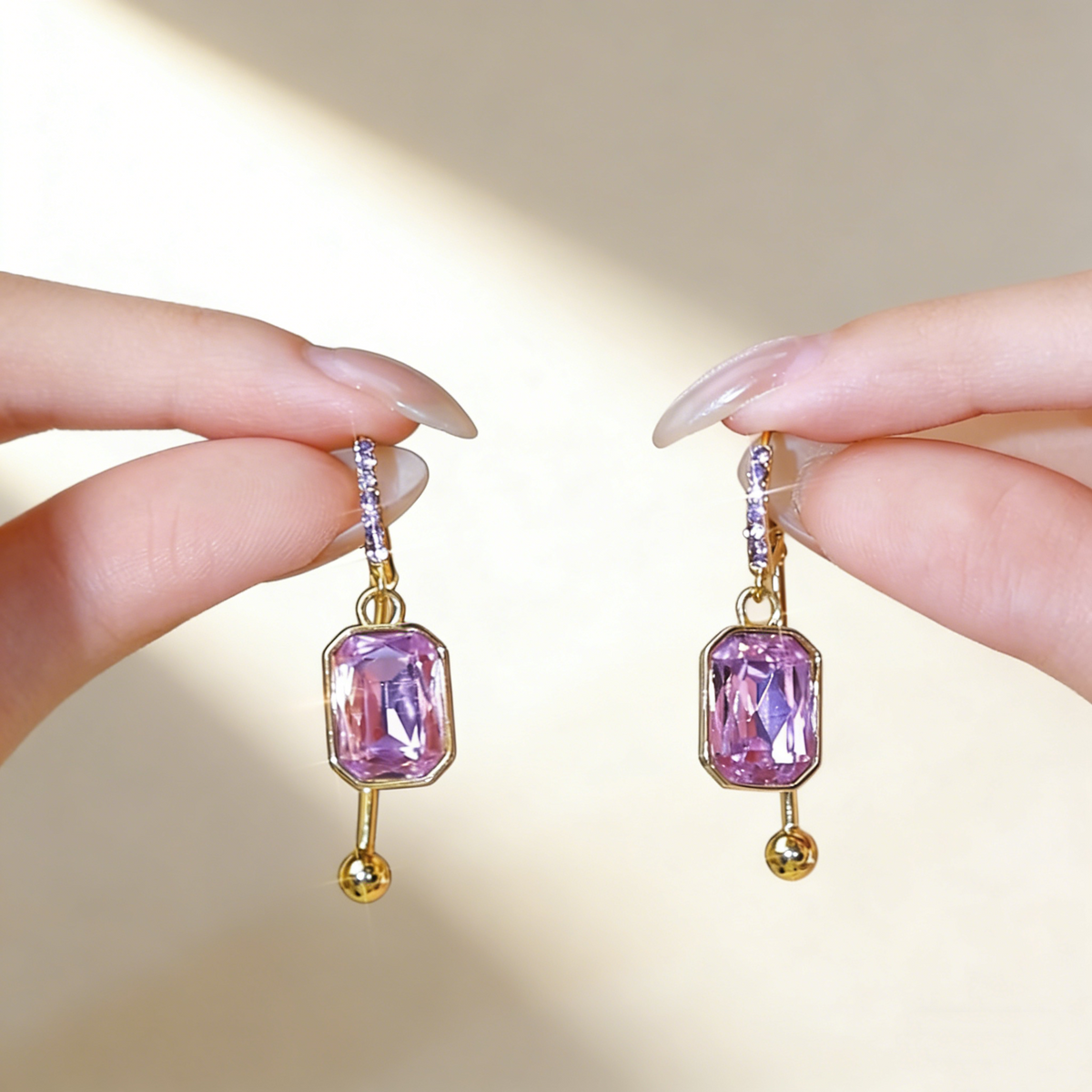 Amethyst Sugarcube Earrings
