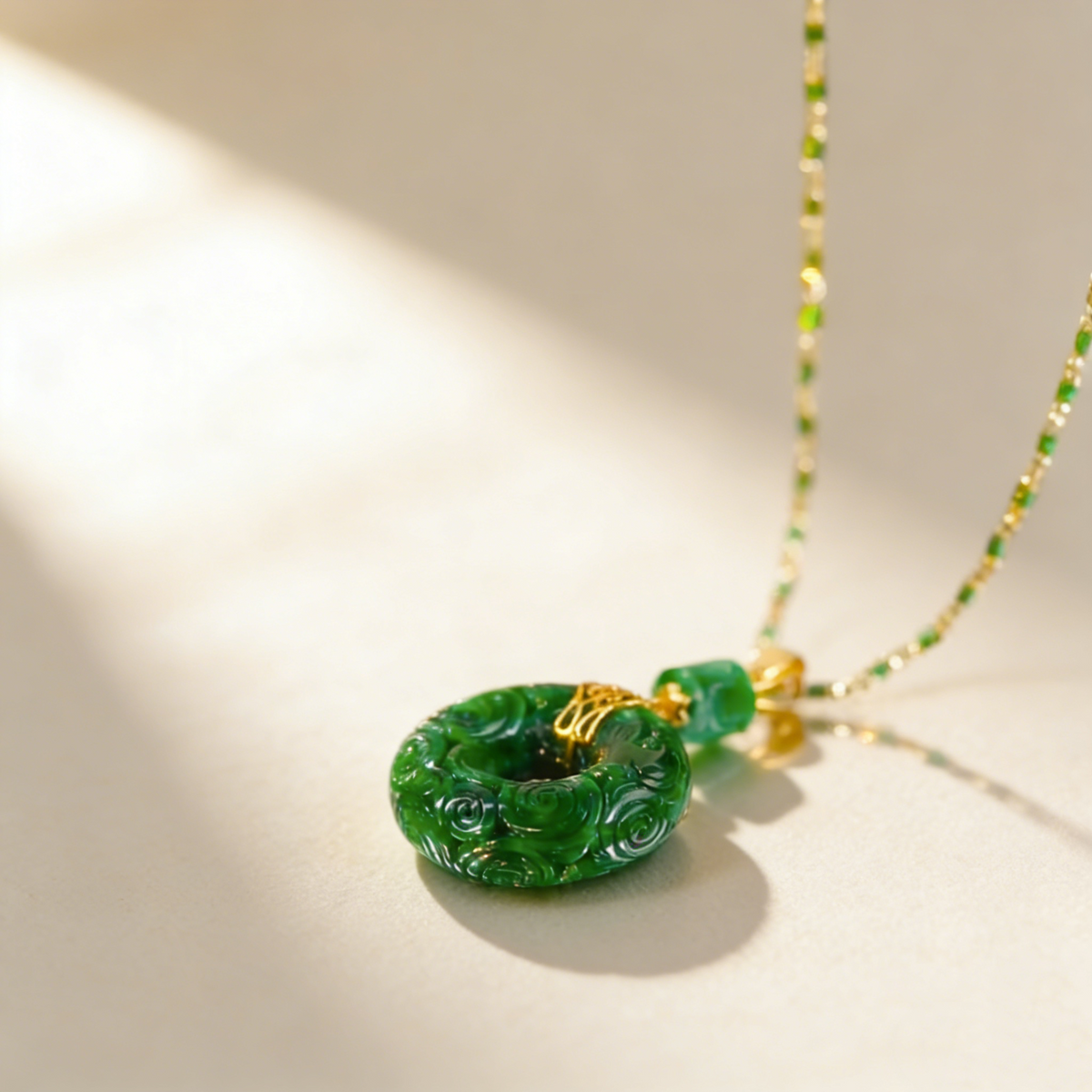 Jade Peace Buckle Pendant Necklace