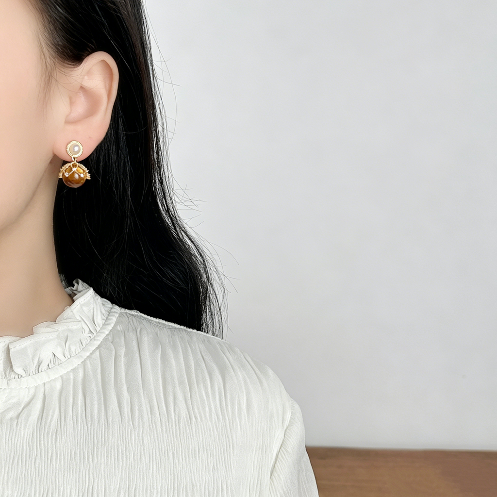 Vintage Lace Cage Gemstone Earrings