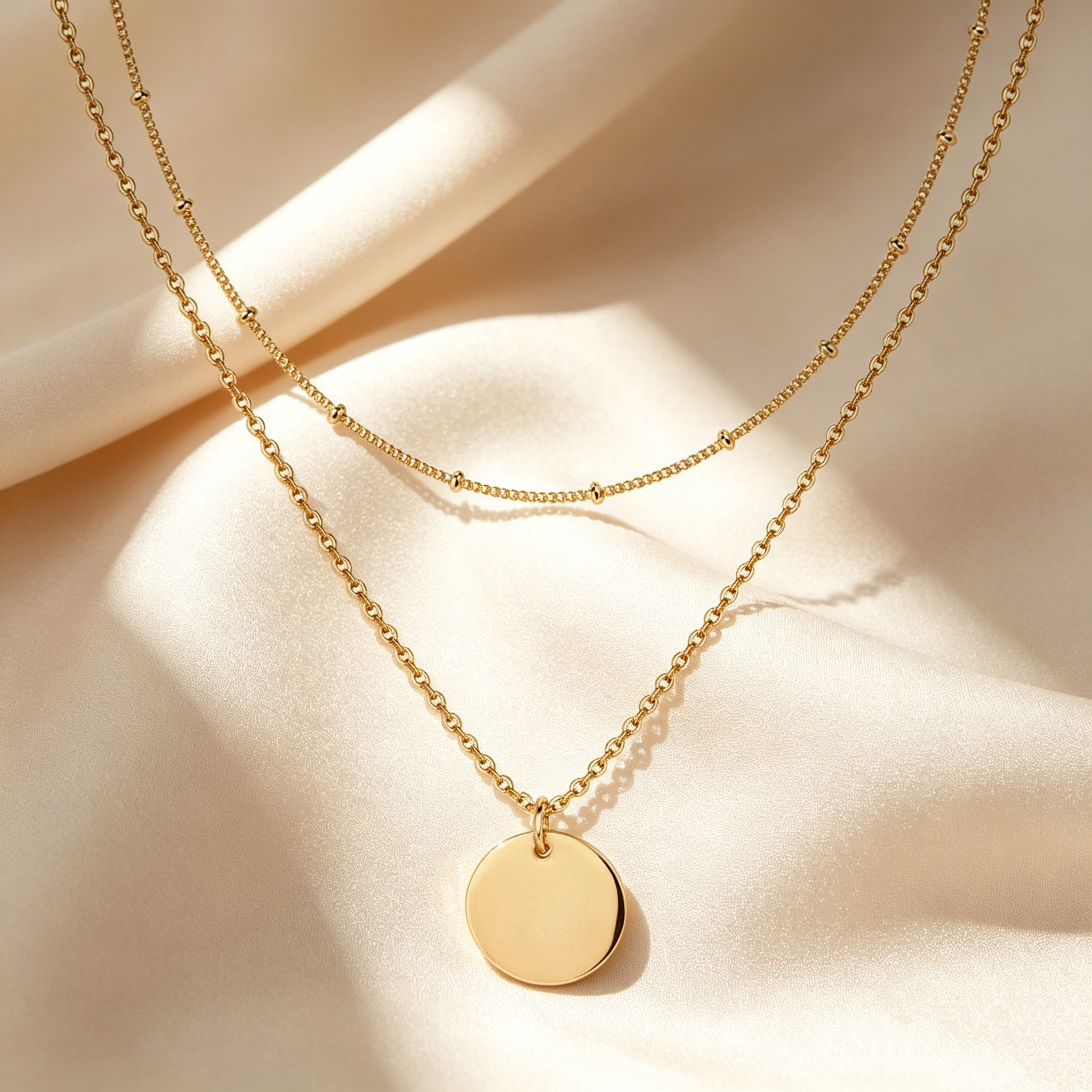 Layered Disc Pendant Necklace