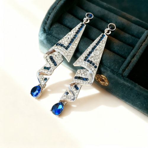 Blue Sapphire Diamond-Accented Earrings