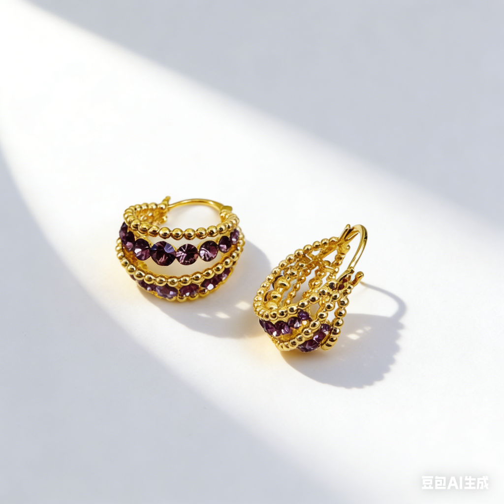 Natural Amethyst Hollow Basket Earrings