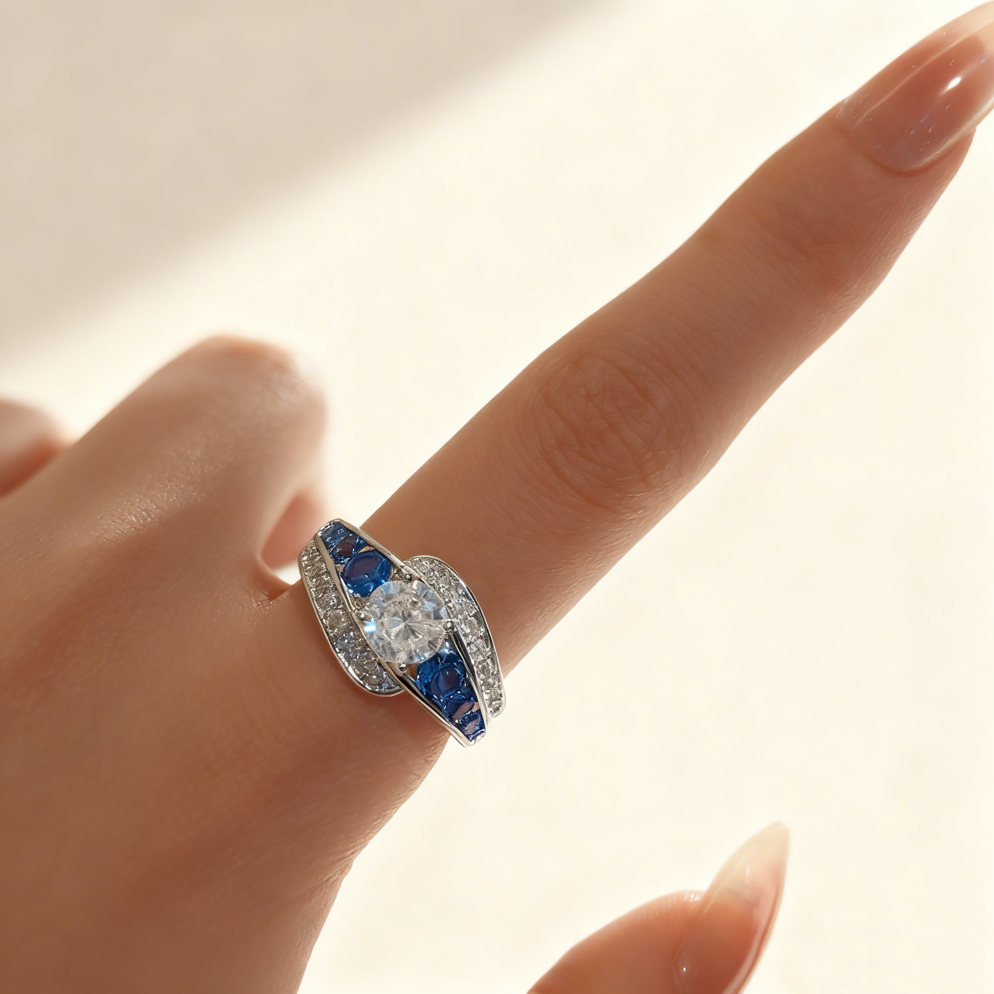 Pavé Aquamarine and Diamond Ring