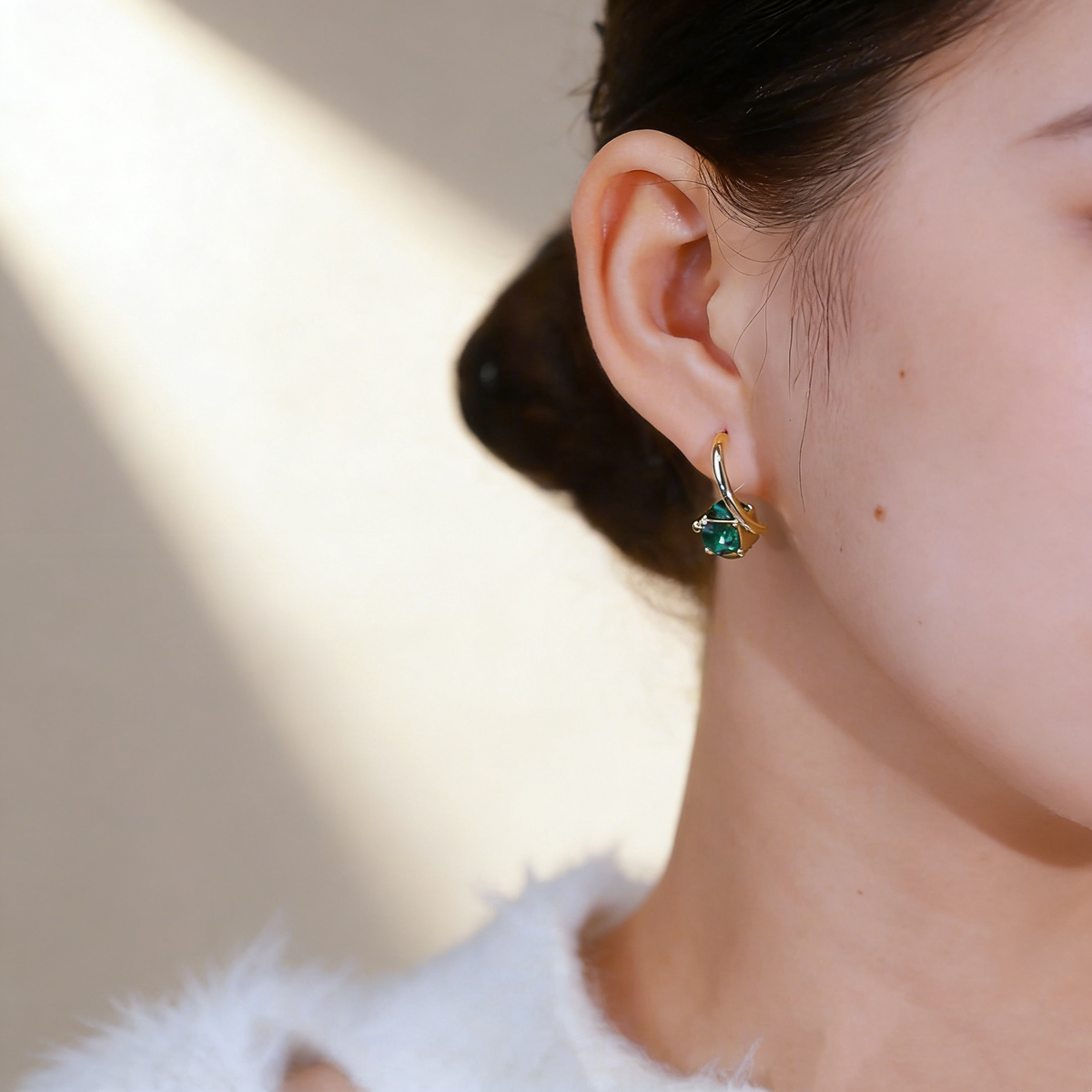 Windmill Green Gemstone Rotating Earrings