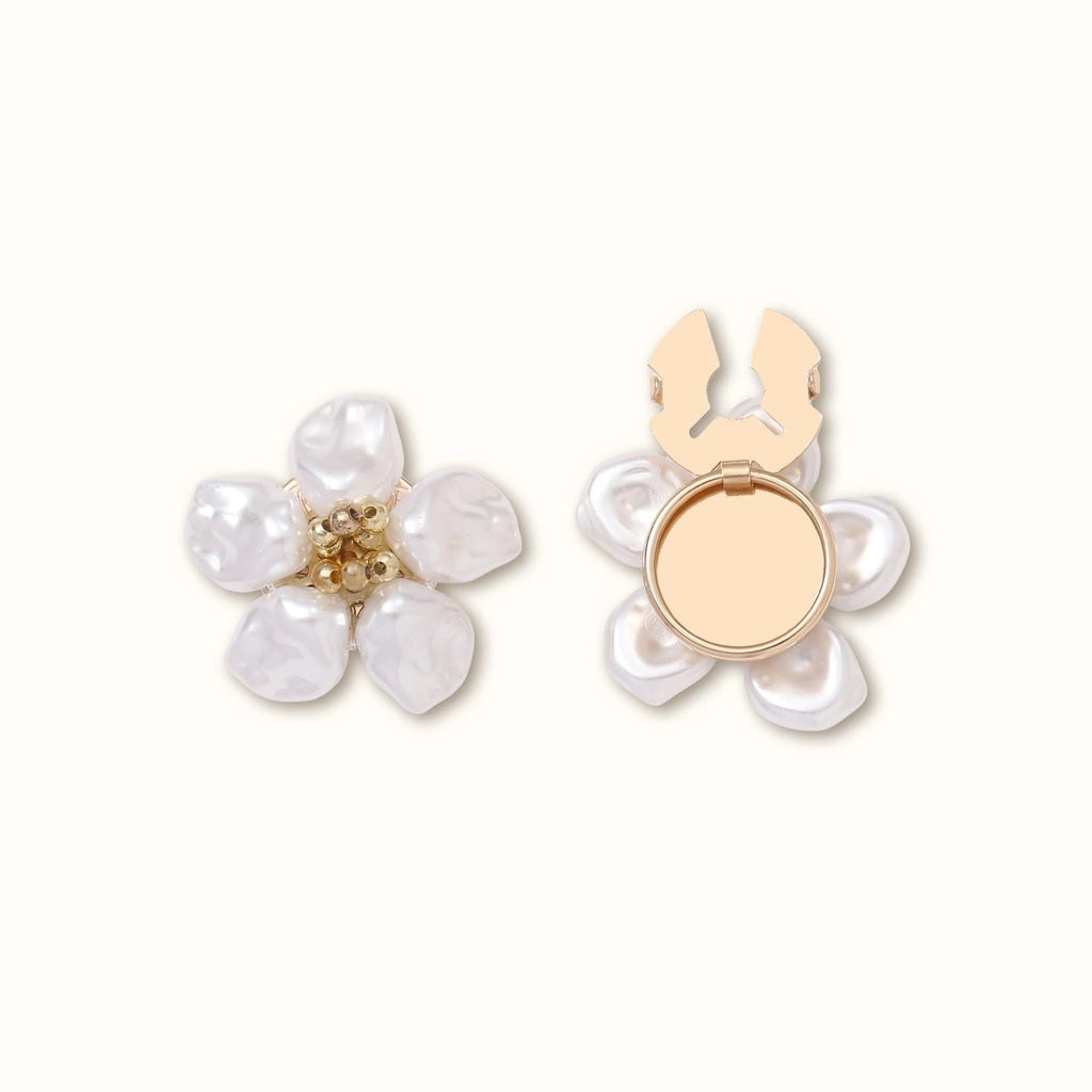 Pearl Flower Button Cover Cufflinks & Earrings