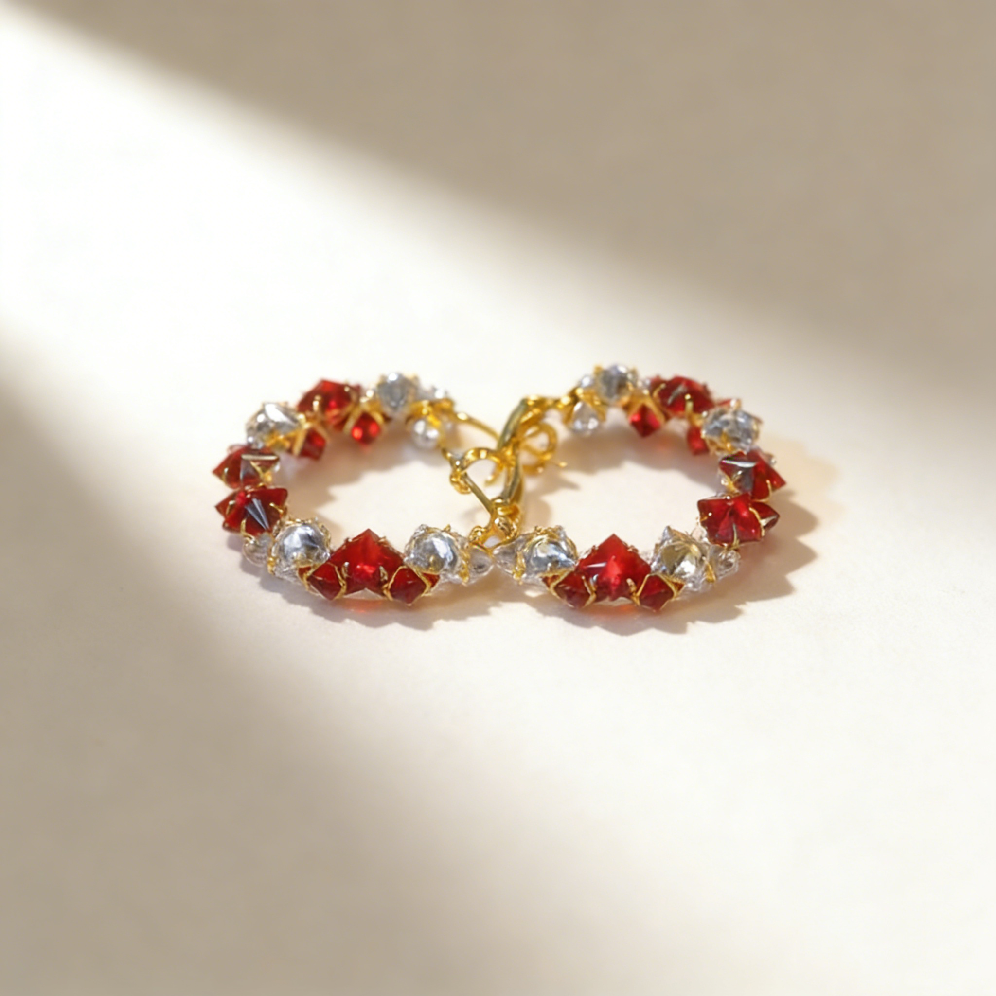 Vintage Ruby Hoop Earrings