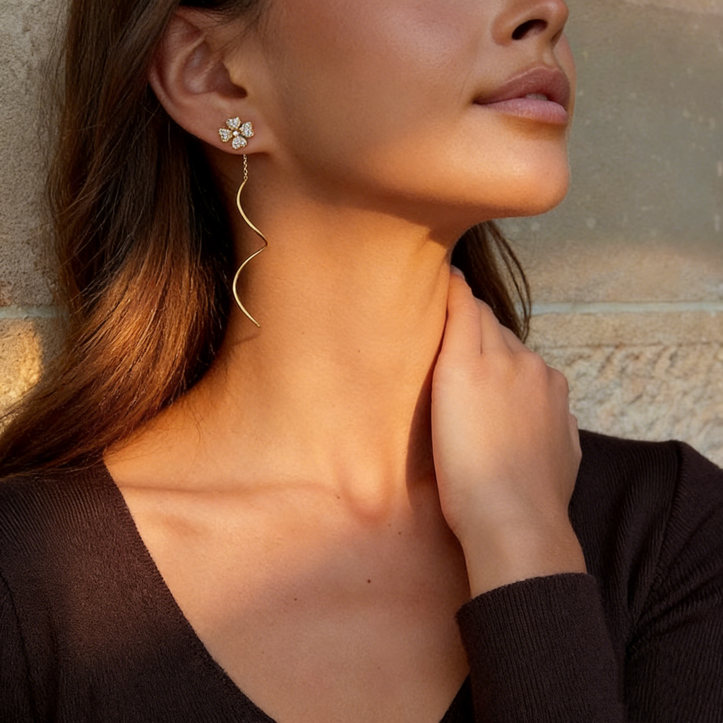Minimalist Clover Threader Earrings