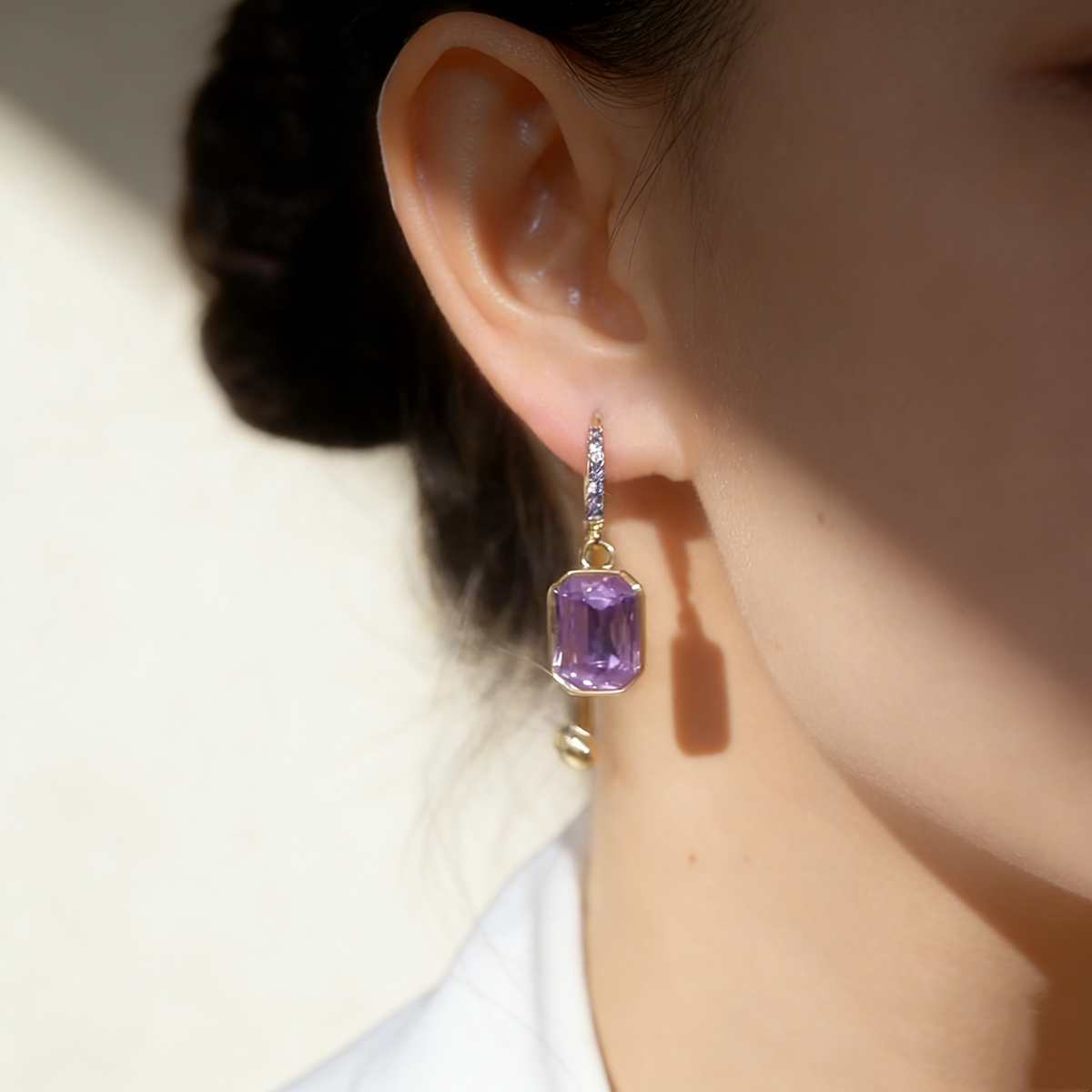 Amethyst Sugarcube Earrings