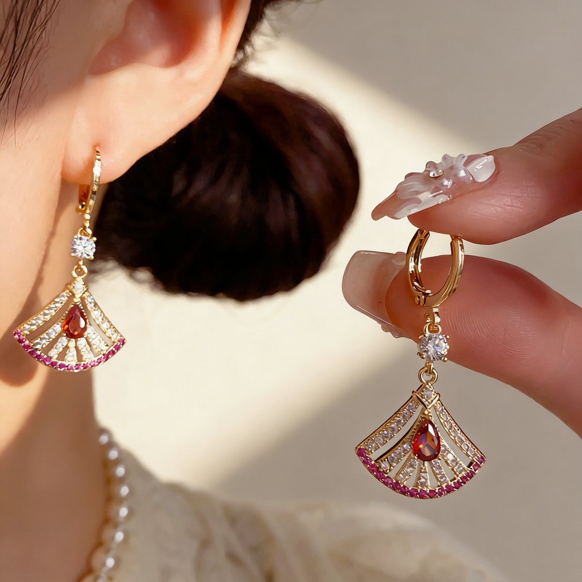 Elegant Fan-Shaped Earrings