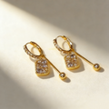 Brown Pavé Tassel Earrings