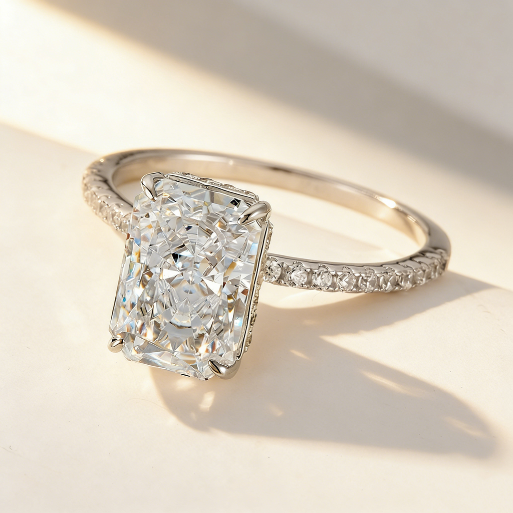 Ultra Sparkling Frost Cut Moissanite Ring Set