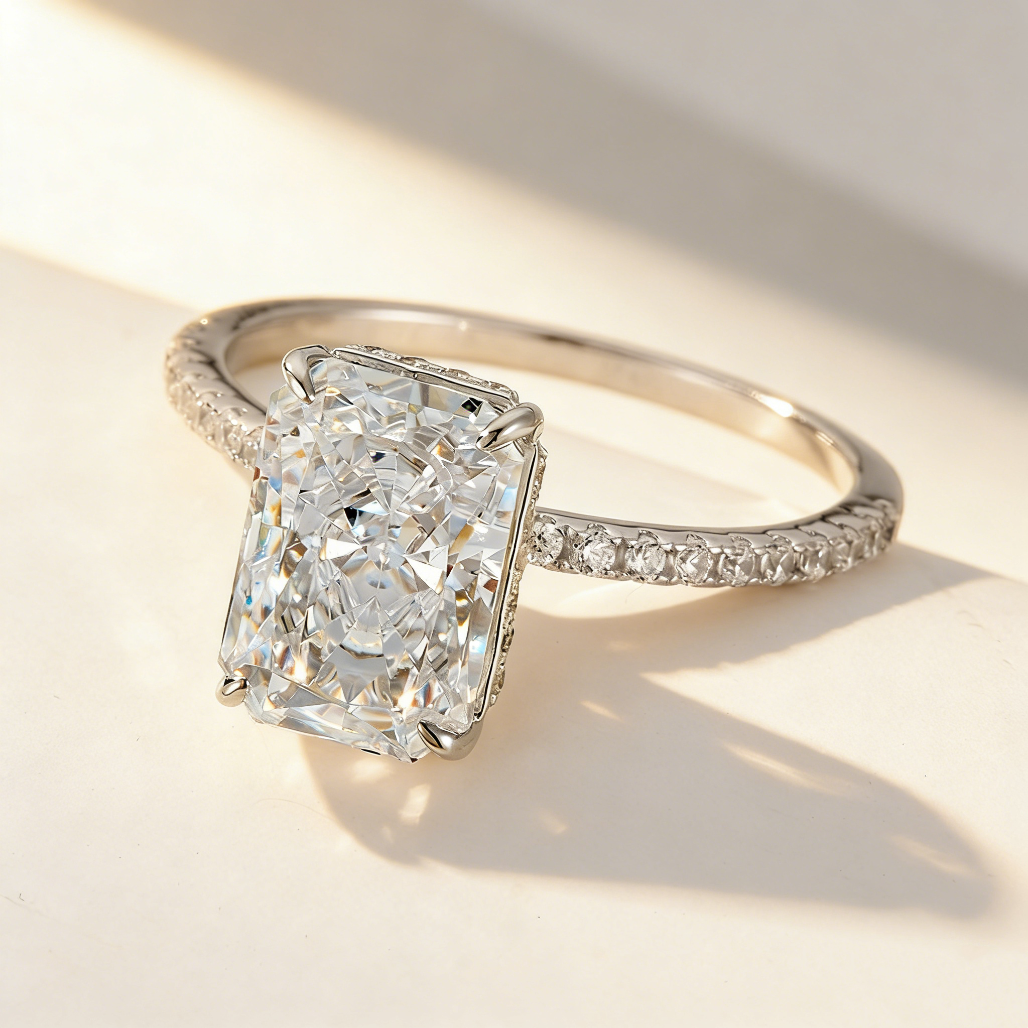Ultra Sparkling Frost Cut Moissanite Ring Set