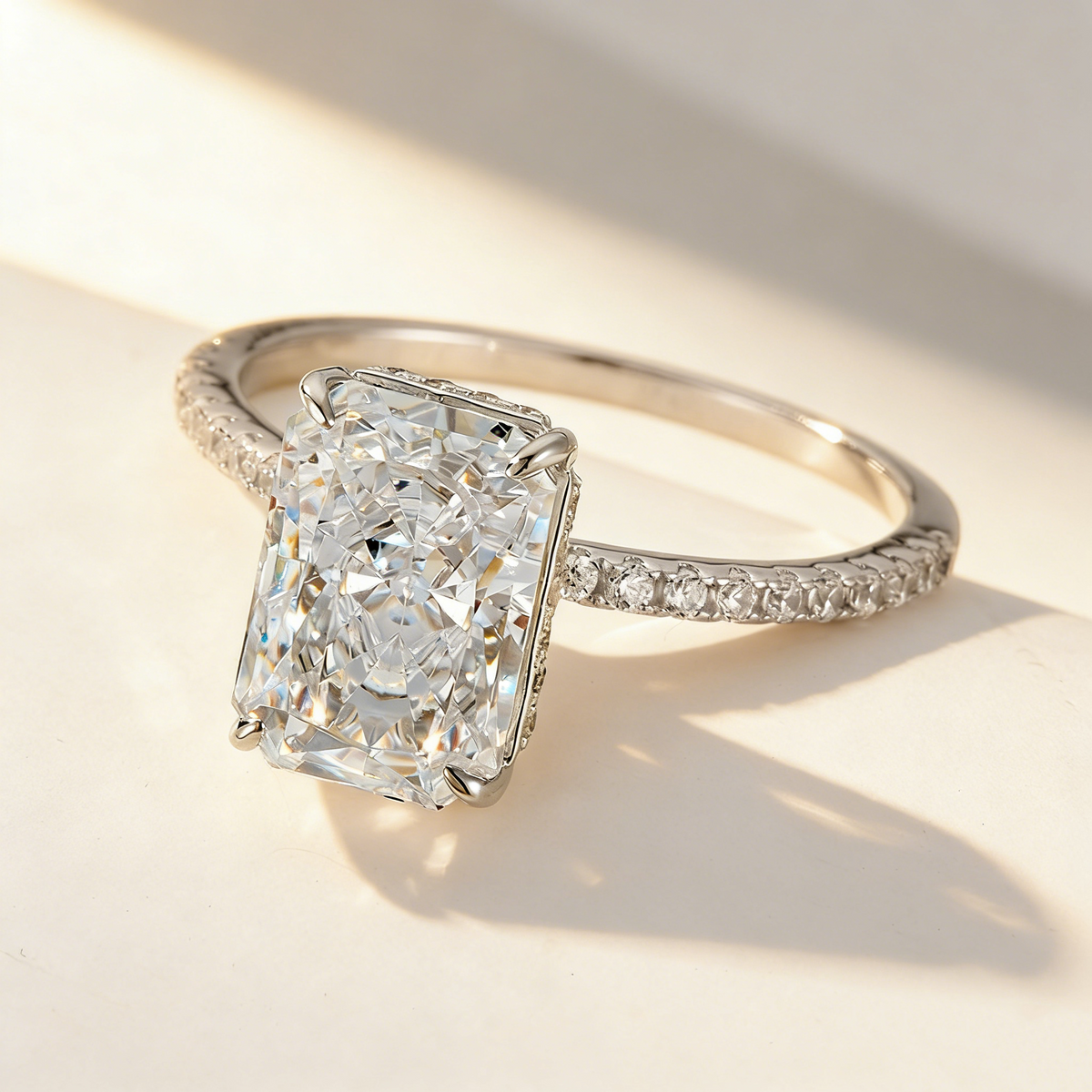 Ultra Sparkling Frost Cut Moissanite Ring Set