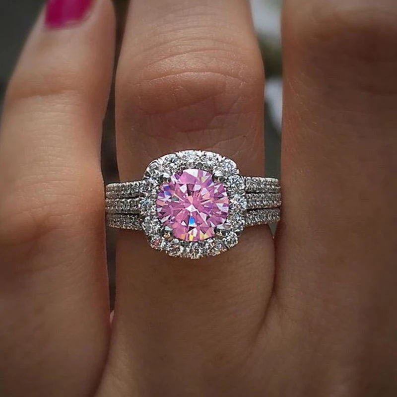 Full diamond natural crystal ring