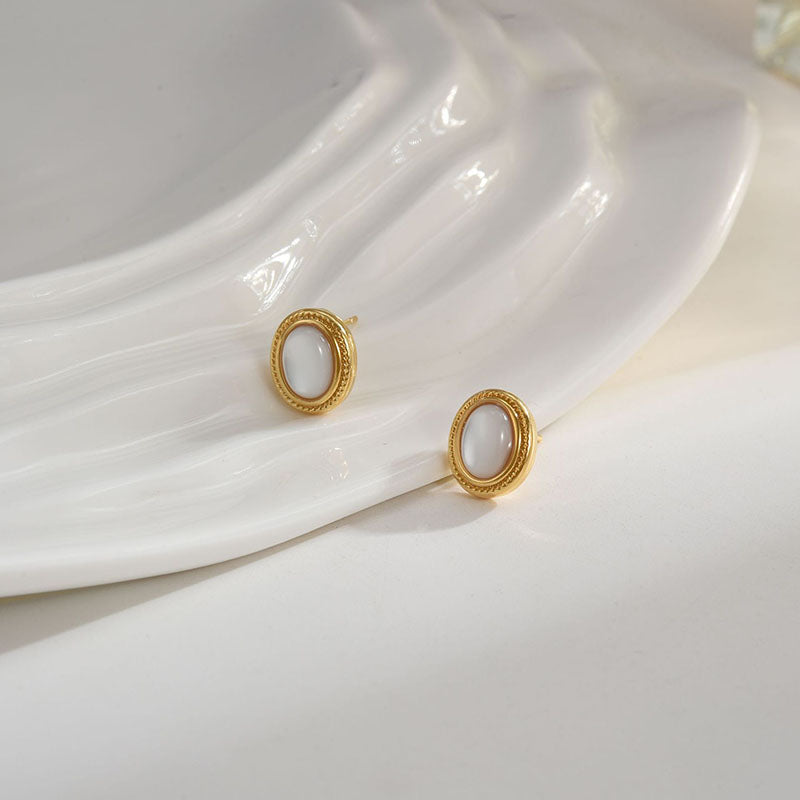 Ring natural mother-of-pearl earrings