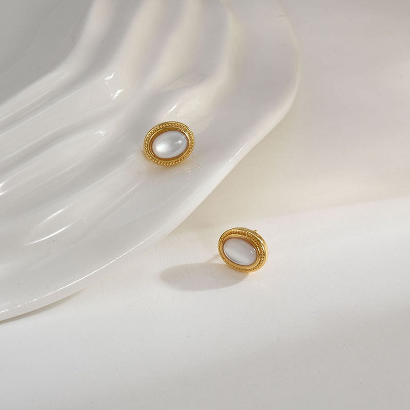 Ring natural mother-of-pearl earrings