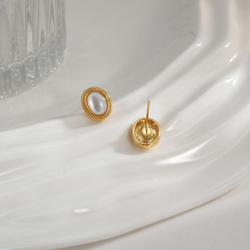Ring natural mother-of-pearl earrings
