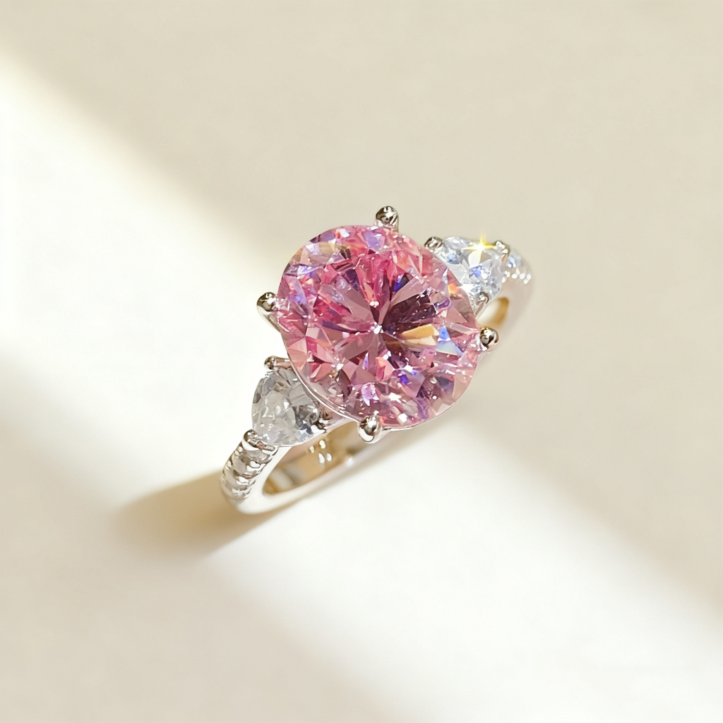 Pink Oval “Dove Egg” Diamond Ring
