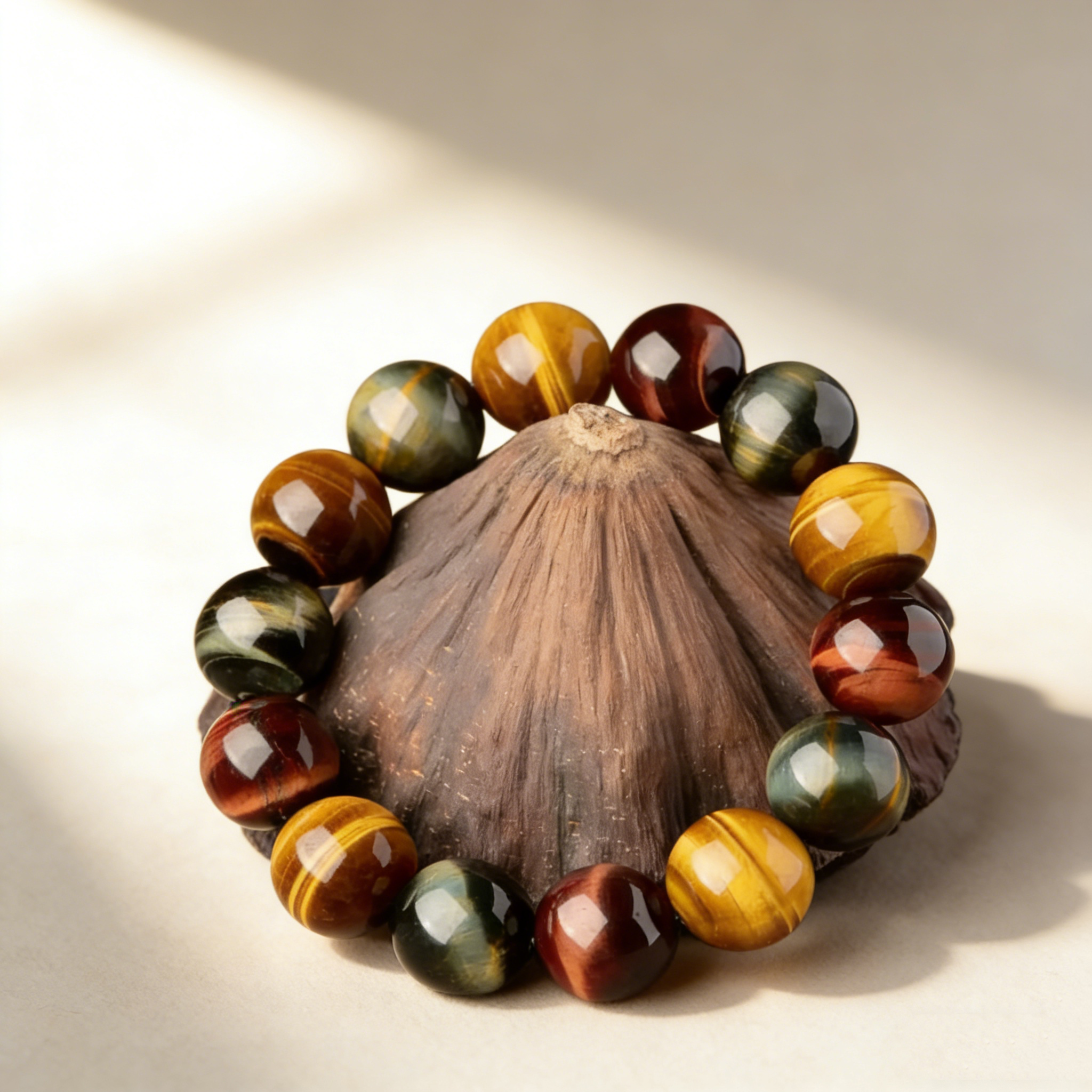 Natural Multicolor Tiger Eye Beaded Bracelet