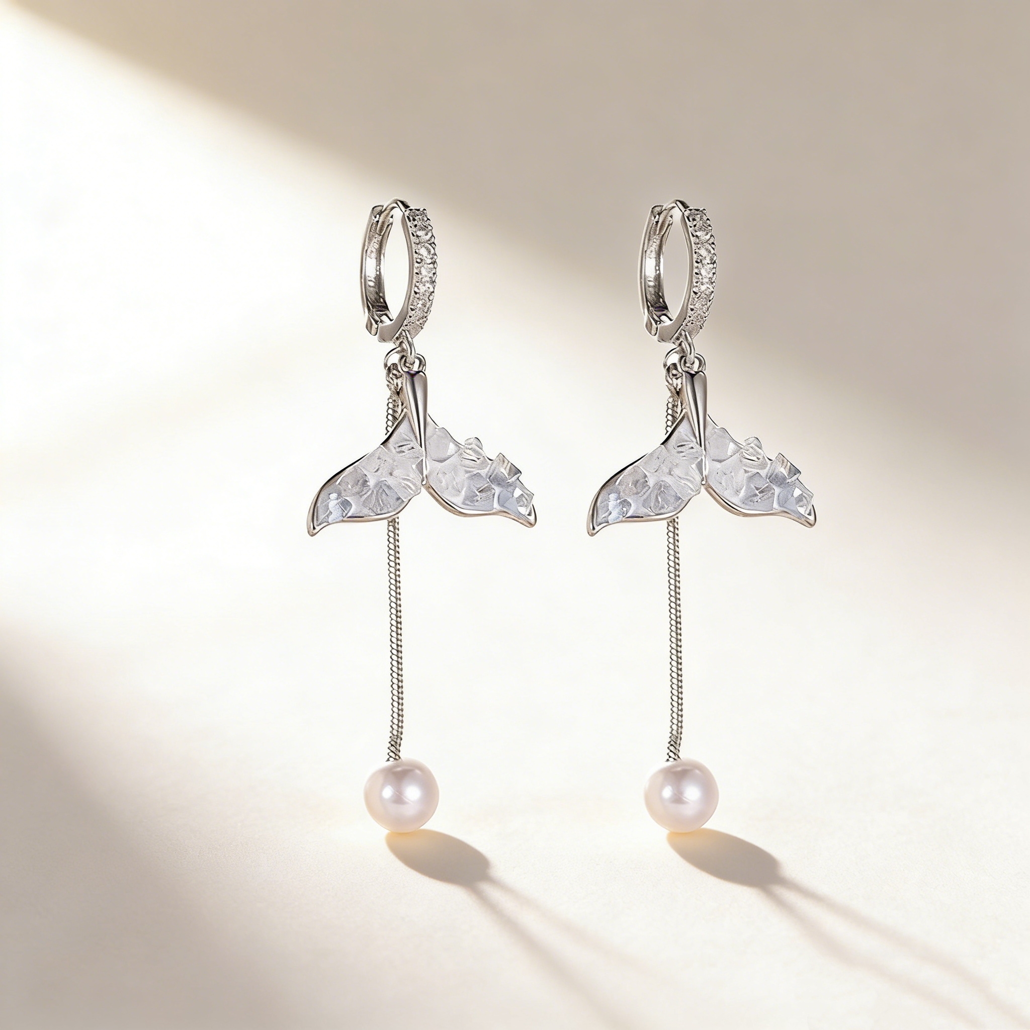 Fish Tail Tassel Pearl Earrings