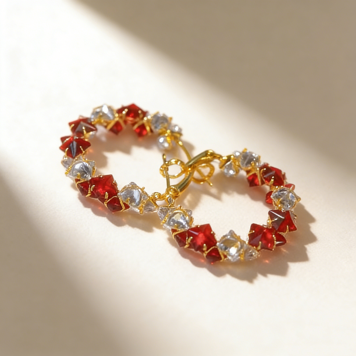 Vintage Ruby Hoop Earrings