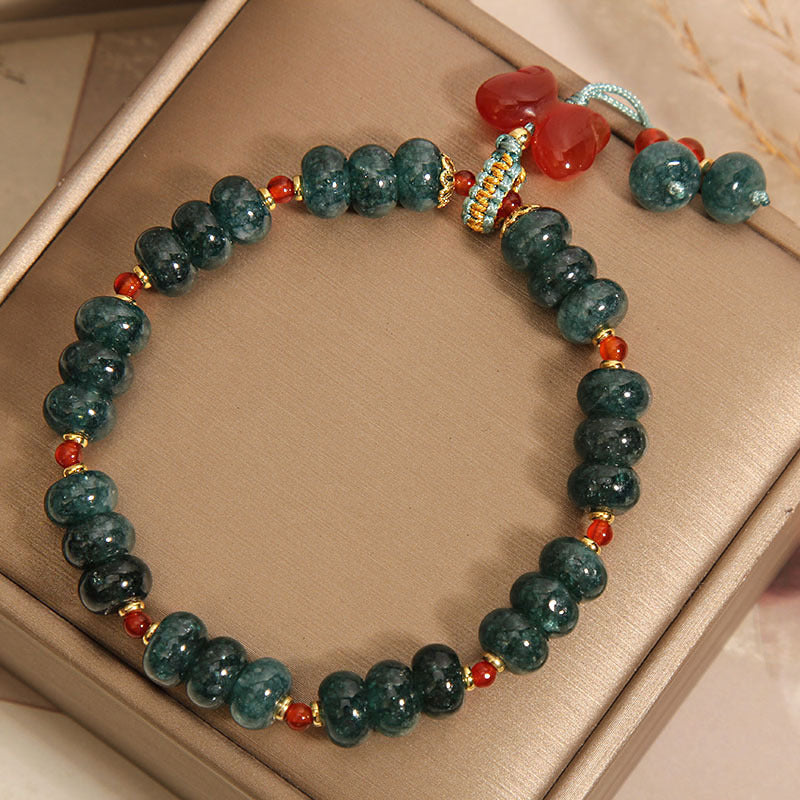 Butterfly Pendant Natural Emerald Jade Stone Bracelet