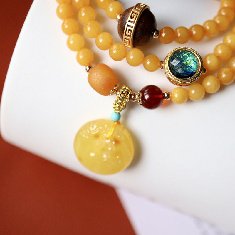 Double Dragon Buckle Natural Agate Bracelet