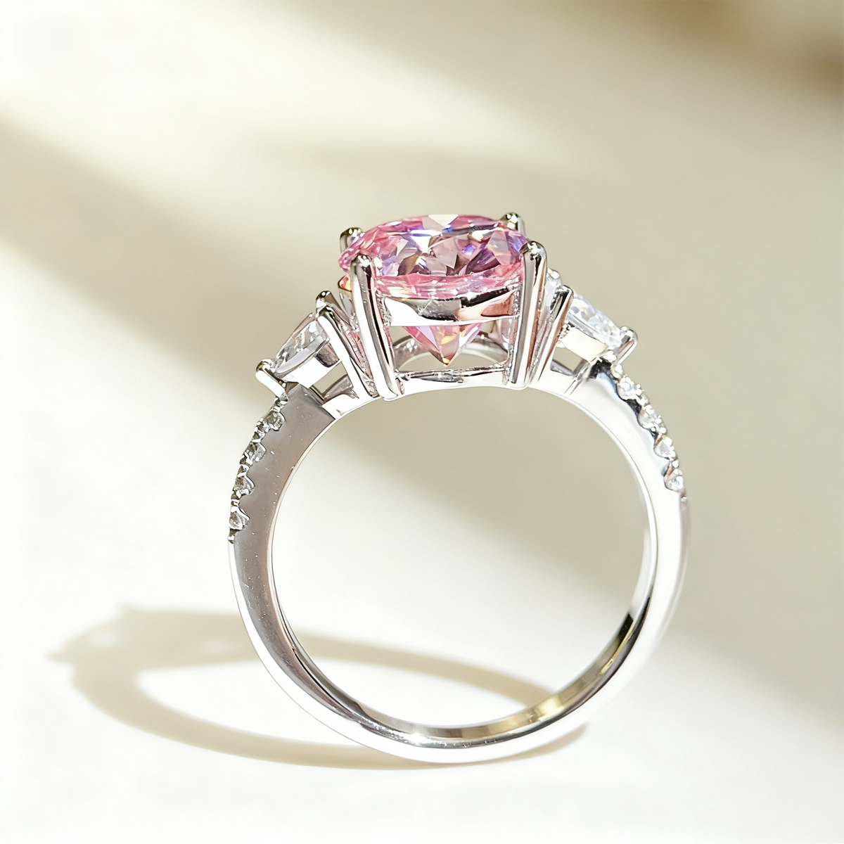 Pink Oval “Dove Egg” Diamond Ring