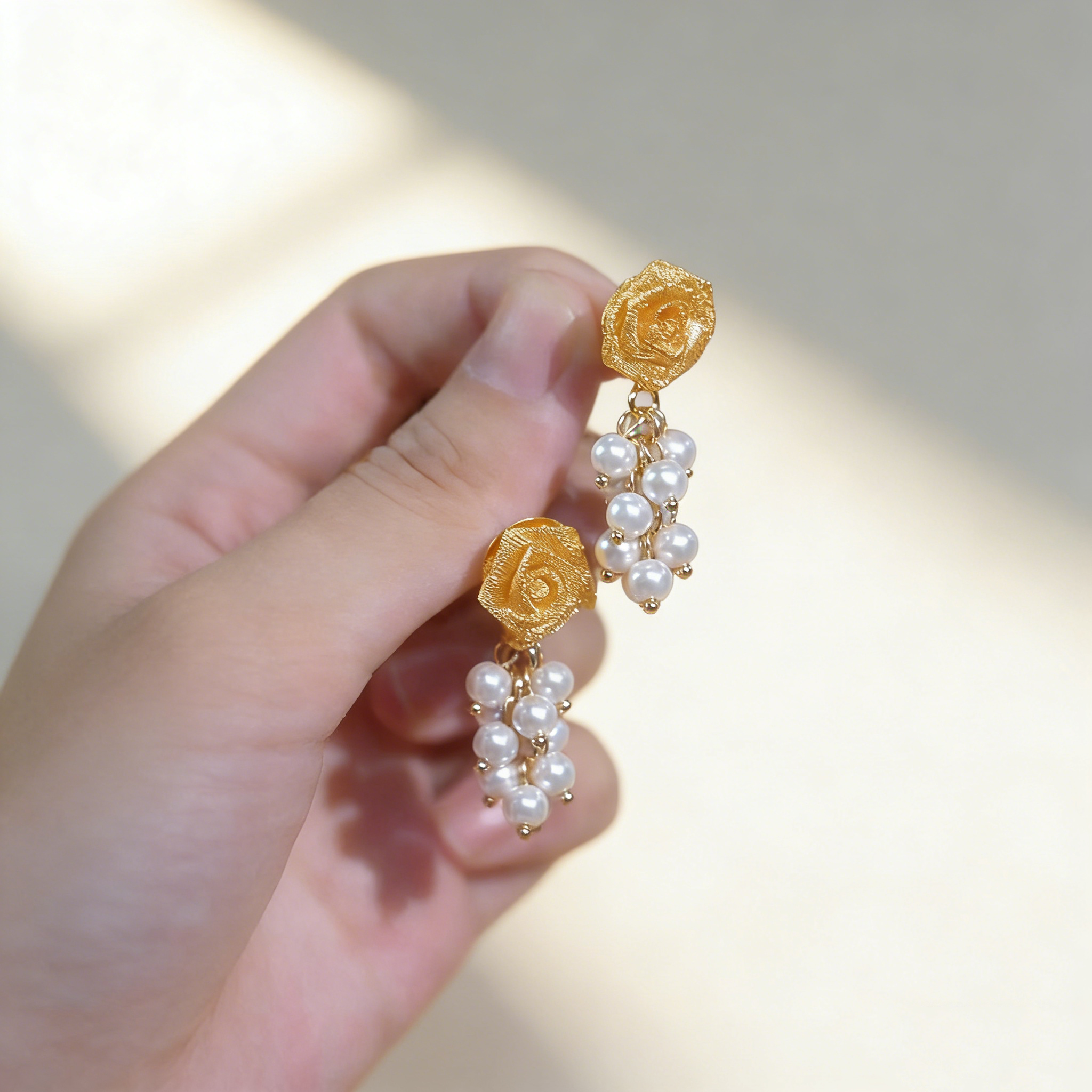 Floral Pearl Tassel Earrings