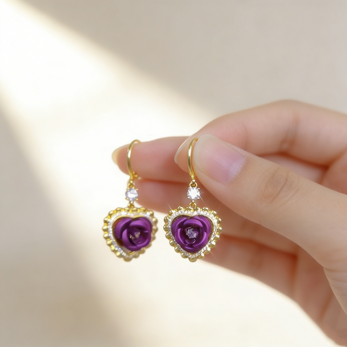 Heart Rose Earrings