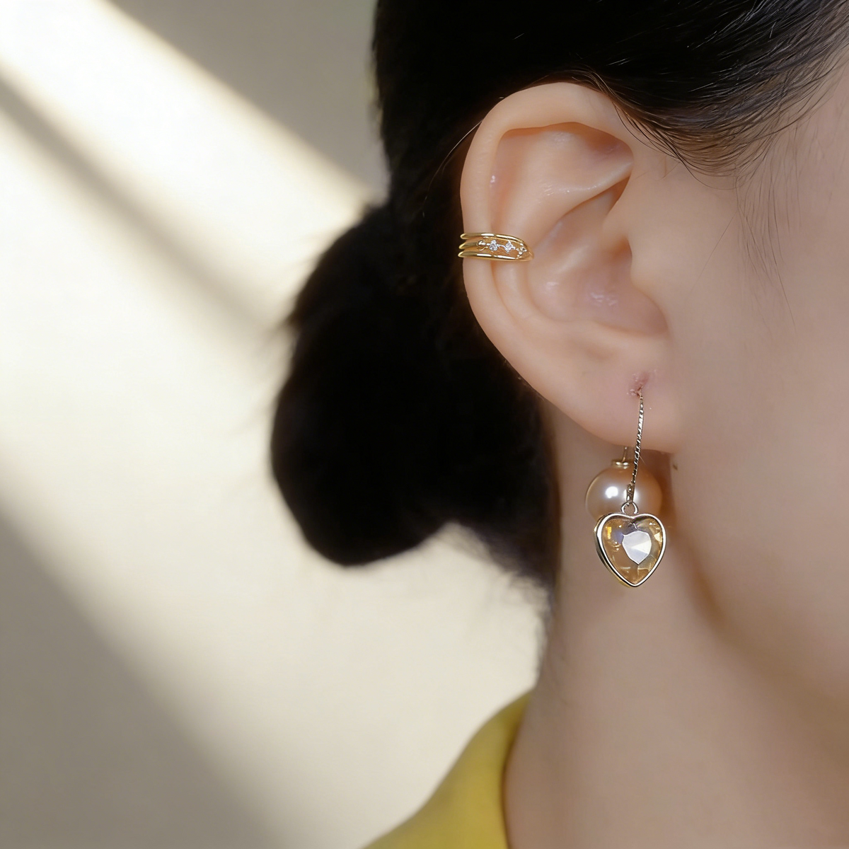 Pearl & Heart Two-Way Earrings