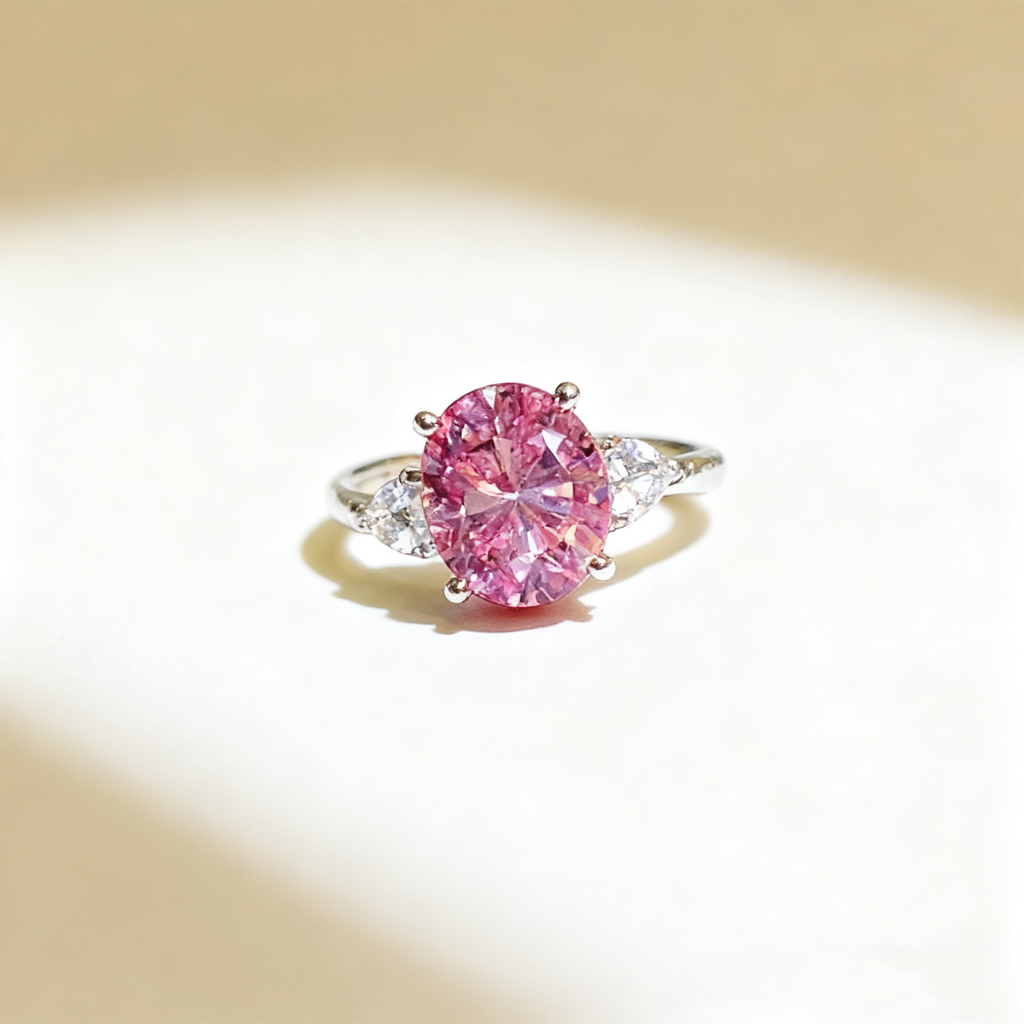 Pink Oval “Dove Egg” Diamond Ring