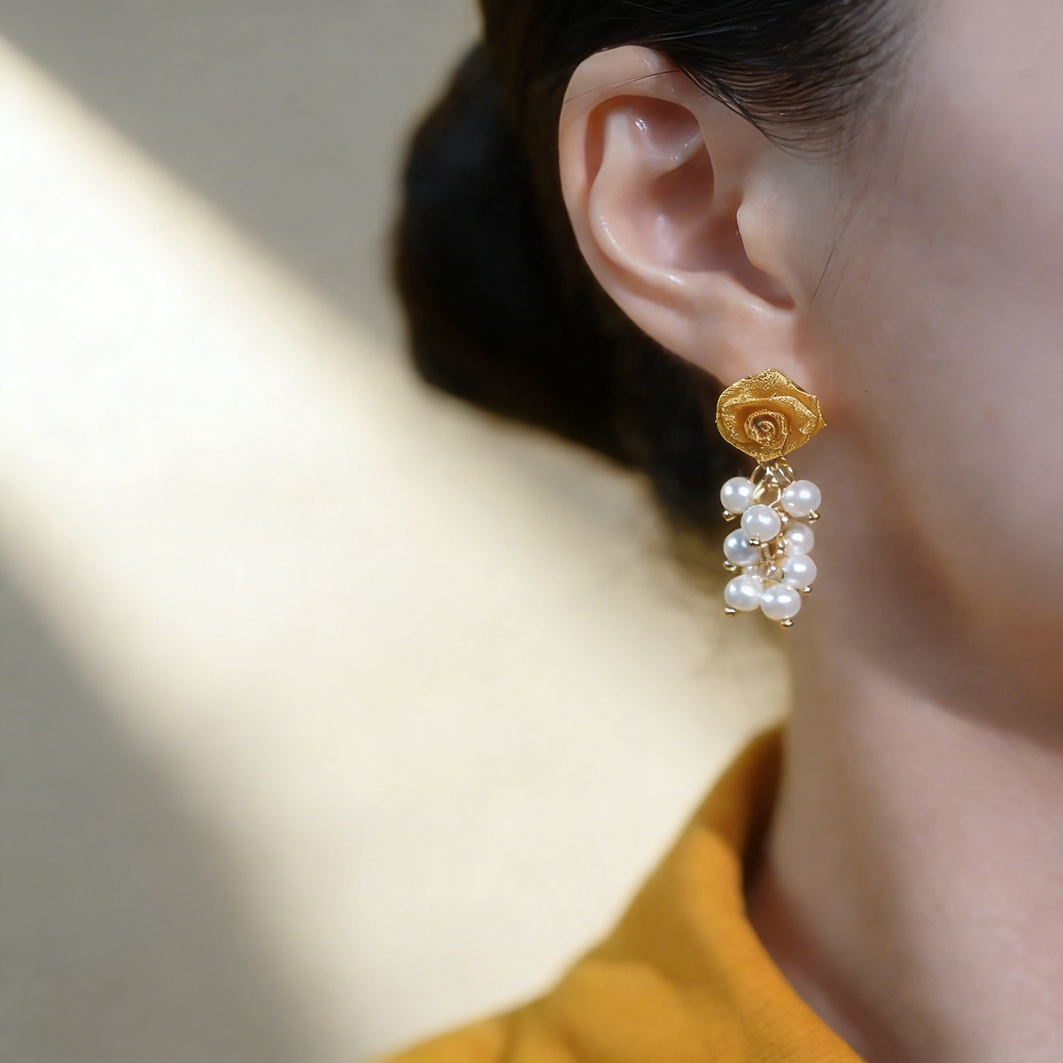 Floral Pearl Tassel Earrings