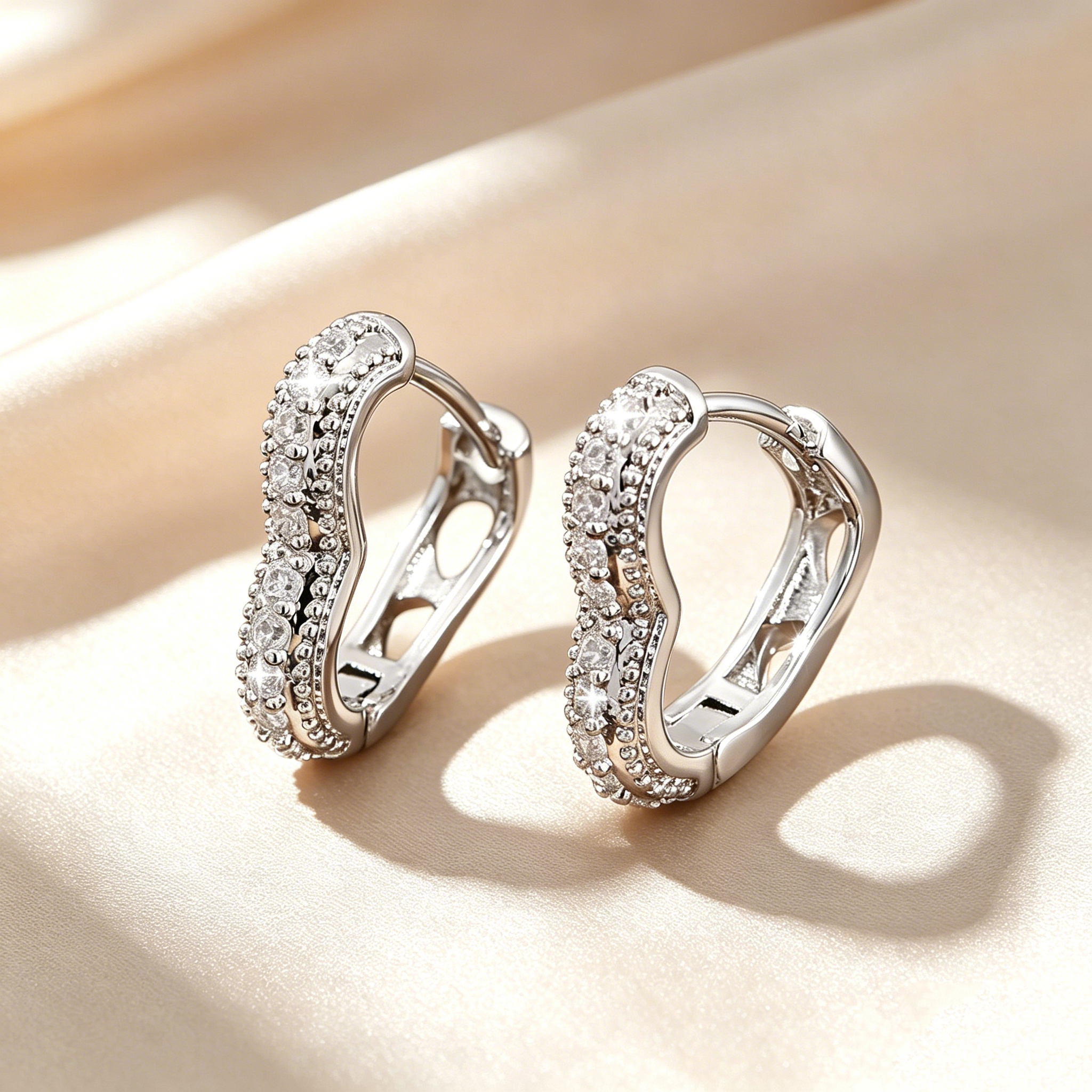 Heart Pavé Huggie Earrings
