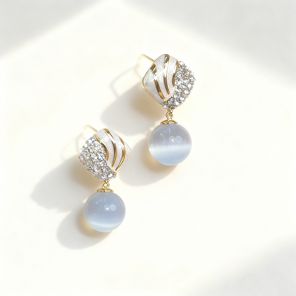 Vintage Cat's Eye Stone Earrings